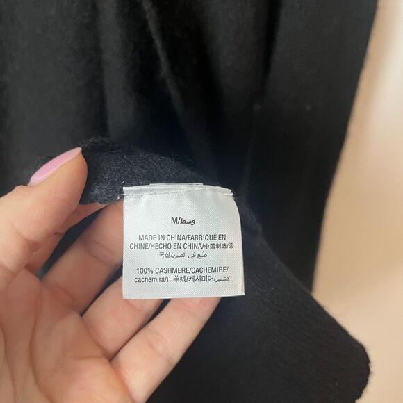 Charter Club Cashmere Sweater Womens Medium Black Open Front Cardigan Pockets - Picture 4 of 8